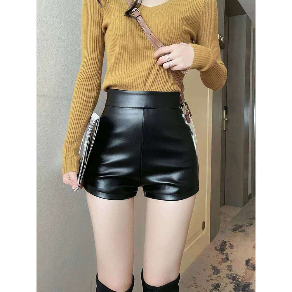 PU Leather High Waisted Women Slim Skinny Shorts Bottom Tight Bag Hip Goth Female Y2k Hot Short Pants XJ260206