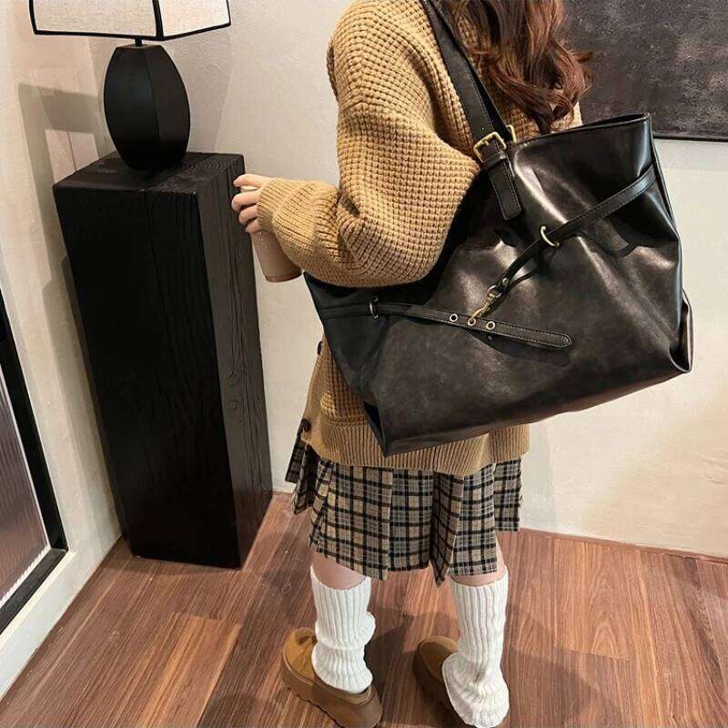 Bag Designer Retro PU Leather Shoulder Handbag for Women Winter Trend Y2K Fashion Handbags Females Travel Luxury Tote Bags Y260205
