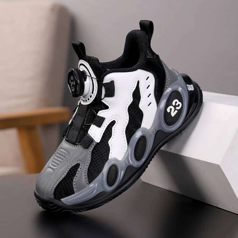 Fashion Basketball for Kids High-top PU Leather Sports Children Casual Shoes Boys Girls Comfortable Gym Trainers New 26Y0206