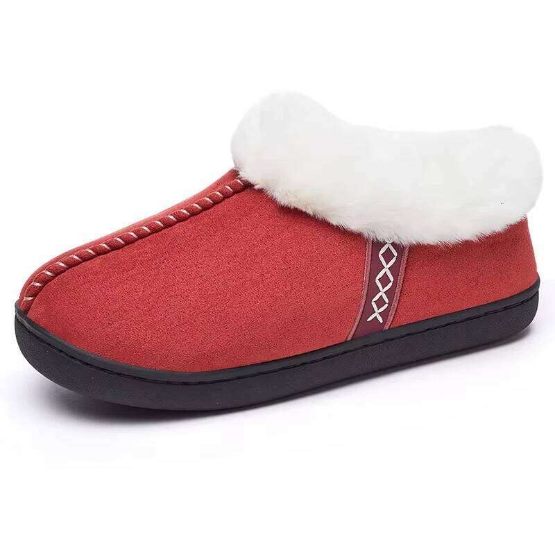 Fur Ankle Fluffy Women 2024 Winter Warm Plush Indoor Home Slippers Woman Faux Suede Closed Toe Soft Sole House Shoes