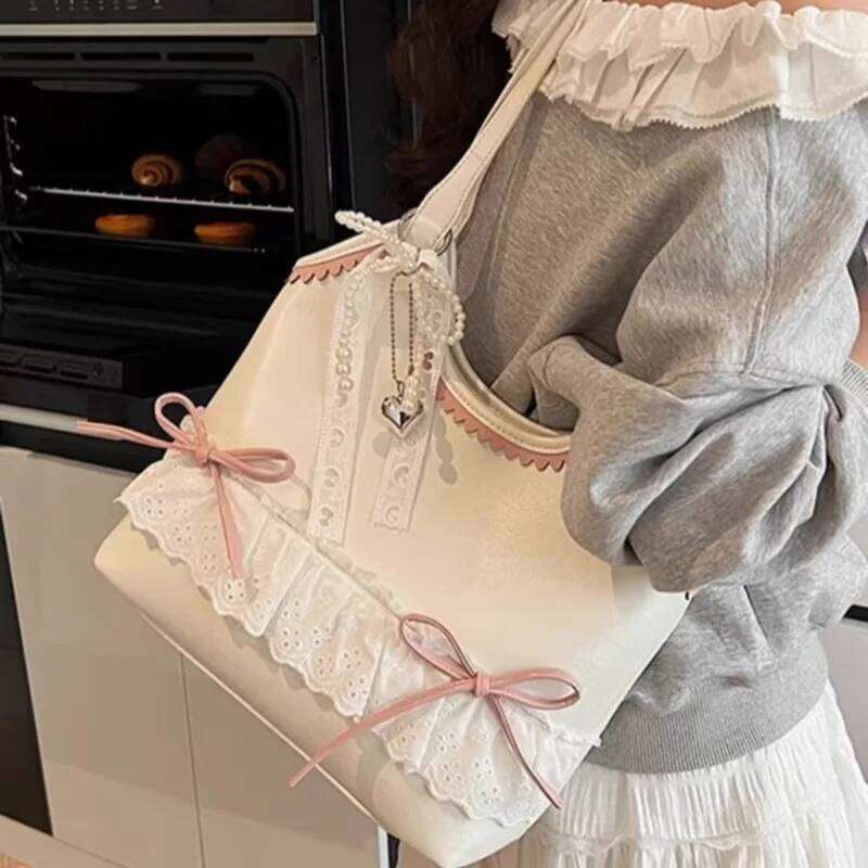 2026 New Women Chic Bow Fashion Casual All Match Underarm Bag Sweet Y2k Aesthetic Fairy Elegant Handbags Y260205