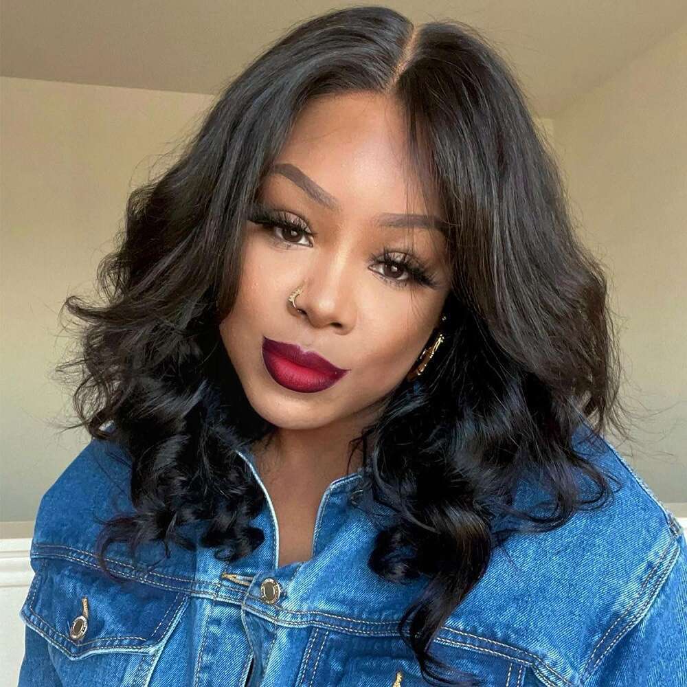 European And American Style Bobo Wig For Women, Middle Part Wavy Hair, Brazilian Synthetic Short Curly Hair Wholesale, Air Bangs Xiusiyuan