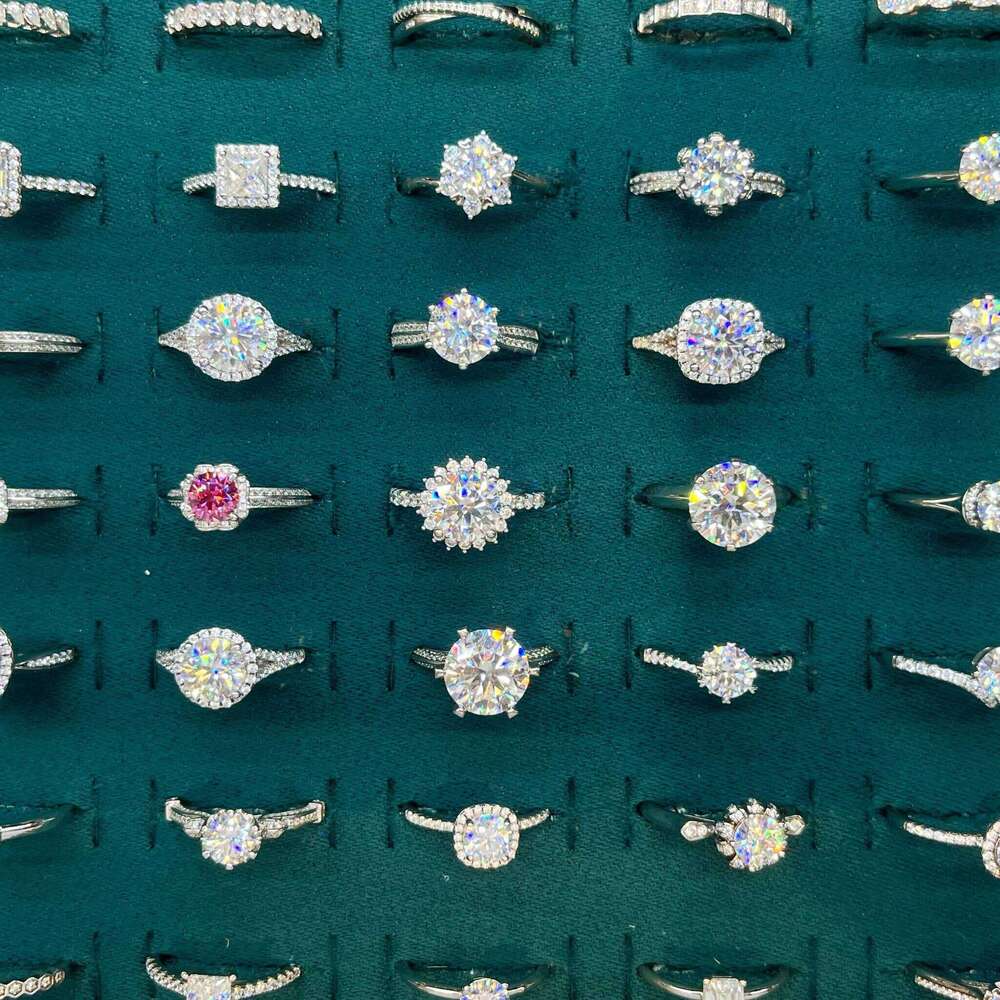 Fashion 925 Sterling Silver Eternity Daily Wear Round VVS Moissanite Diamond Stackable Sparkling Jewelry Ring