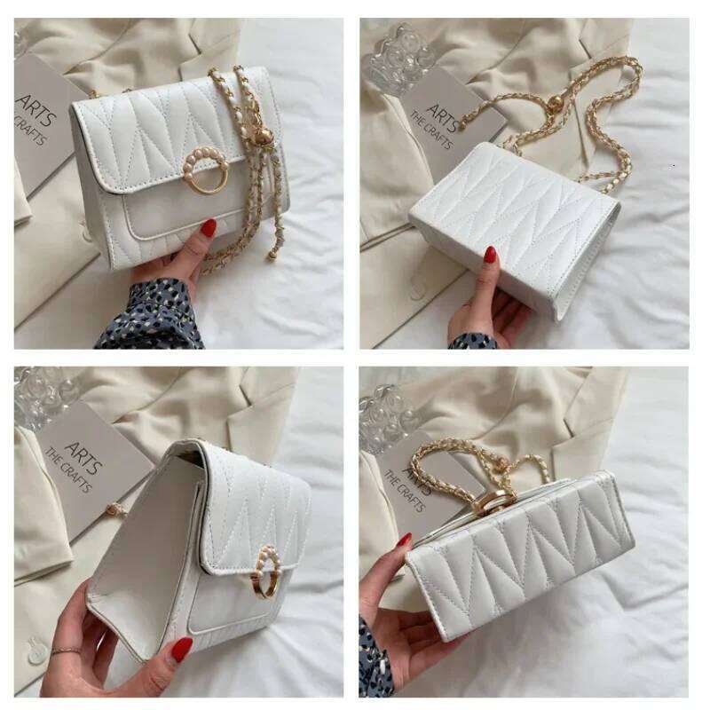 Black Solid Color Chain One-shoulder WOMEN'S Versatile Sewing Small Square Cross-body Women Girl Shoulder bag Y260205