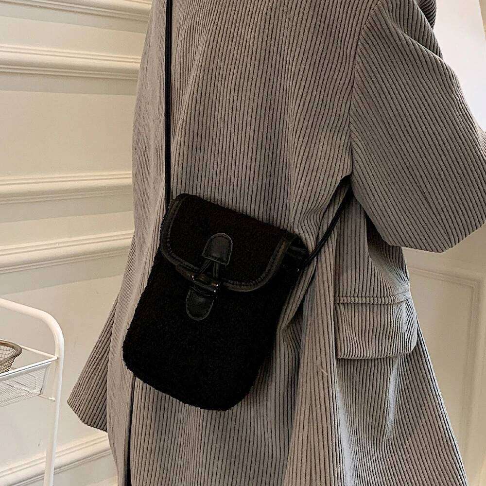 for Autumn and Winter Women's Small New Lightweight Mini Phone Bag, Single Shoulder Crossbody Plush Bag XJ260129