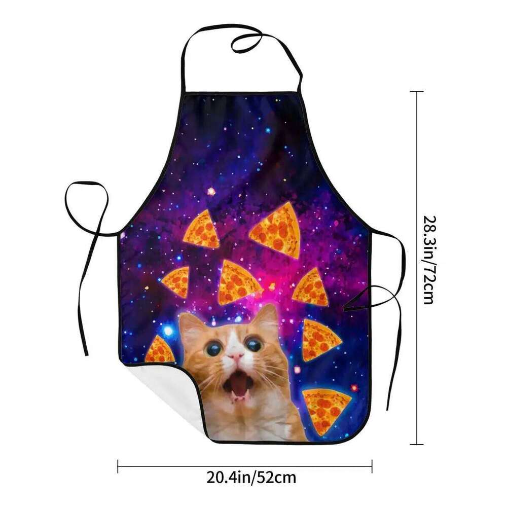 Funny Pizza Cat Bib Apron Men Women Unisex Kitchen Chef Kitten Lover Tablier Cuisine for Cooking Baking Gardening S260205