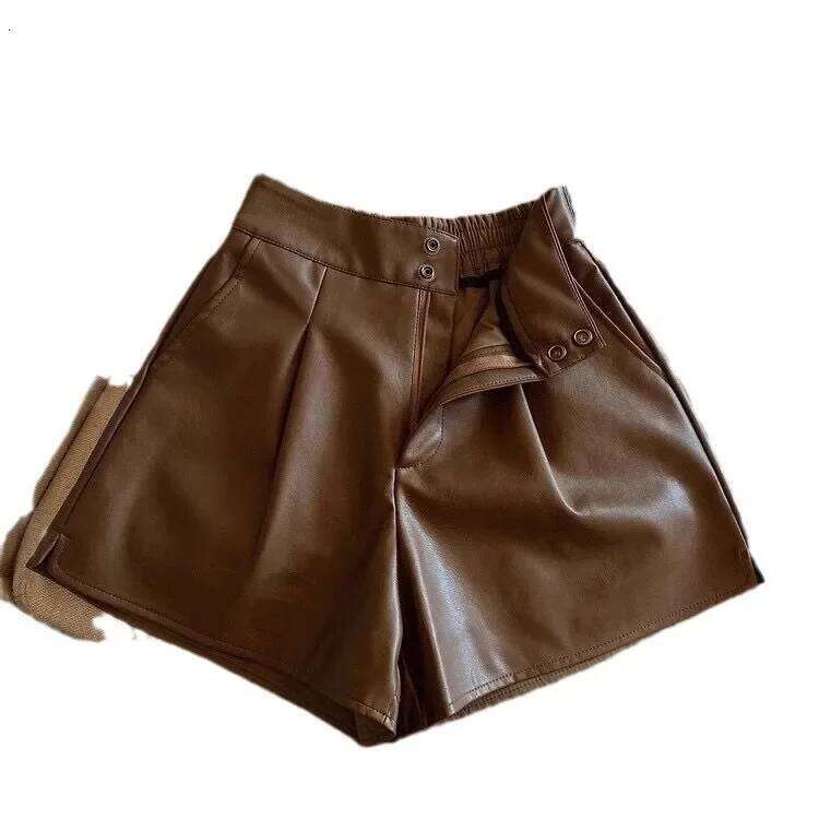 High Waist PU Leather Shorts Women's Casual Pure Color Spring Summer New Style Slimming Versatile Short Pants for Trendy Girls XJ260206