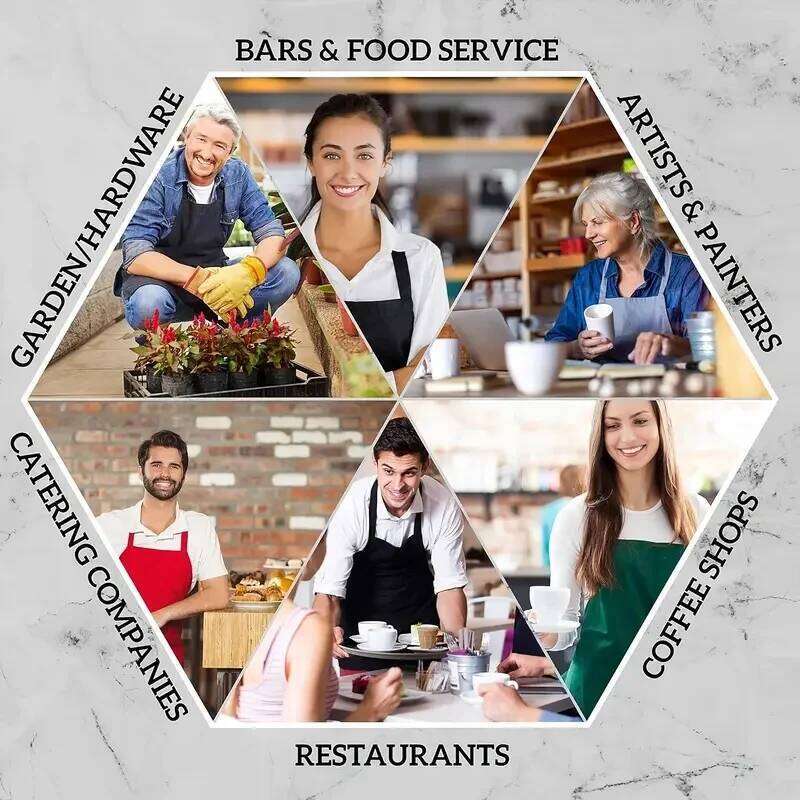 5Pcs Black Aprons with Large Pockets, Durable Polyester Fabric, Waterproof and Stain Resistant, Unisex Bbq Suitable for Home, Work, Restaurant Waiters