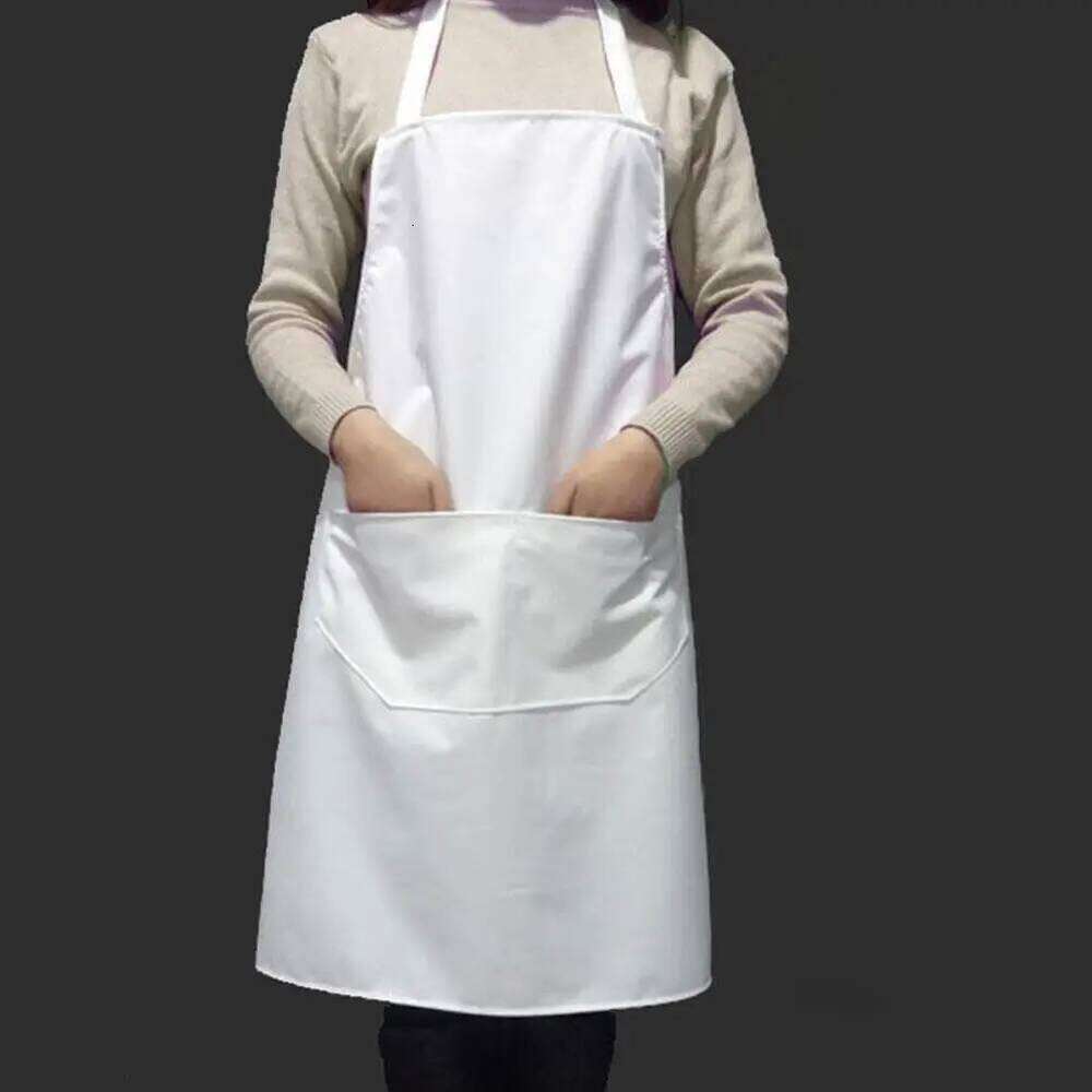 2022 New Fashion Unisex Work White Cleaning Apron Easy Use Kitchen Aprons Chef Baking Clothes With Pockets S260205