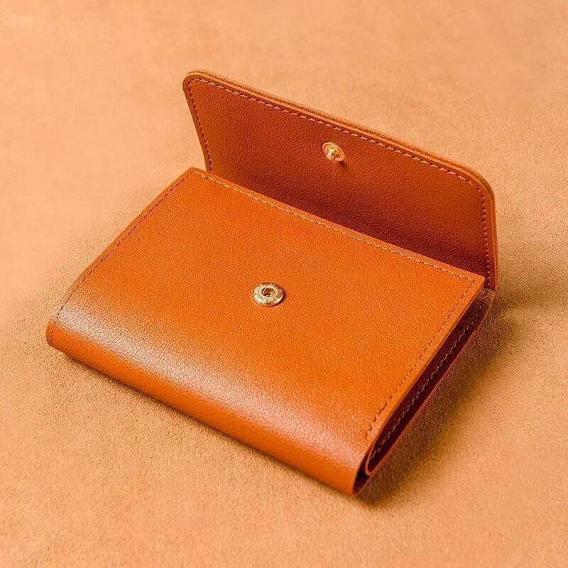 2025 New Women's Simplified Folding Button Small Driver's License Card Bag Male Student Soft Leather Wallet Y260206