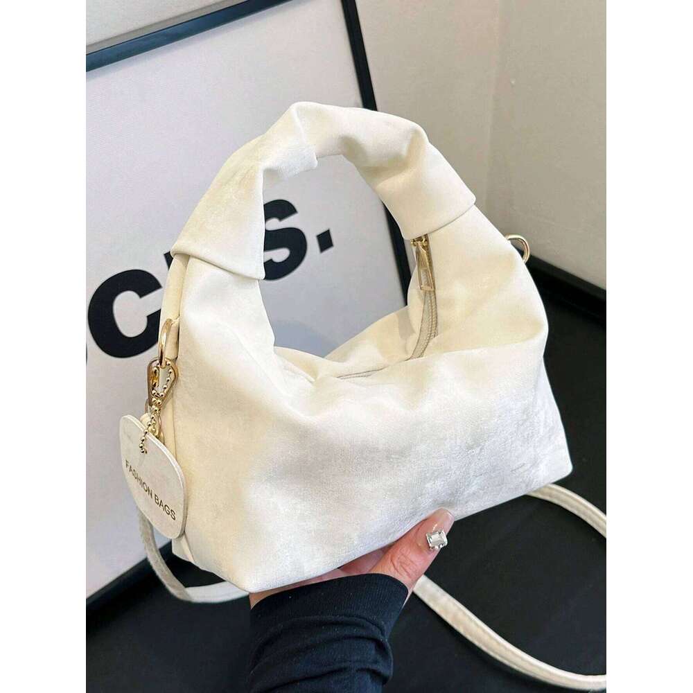 Solid Color Crescent Handbag For Women Chic Detachable Strap Hobo Crossbody Elegant Dumpling Pouch Women's Mobile Purse Bag Y260205