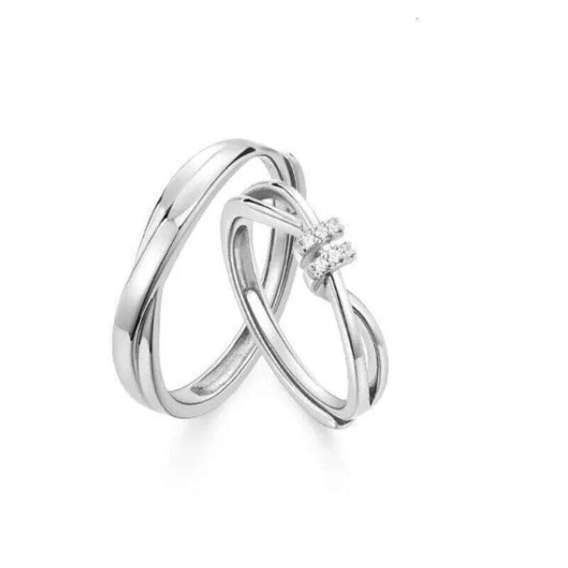 2pcs/set Valentine's Day Adjustable Open Couple Engagement Rings for Women Men Wedding Ring Party Fashion Jewelry Gift W260206