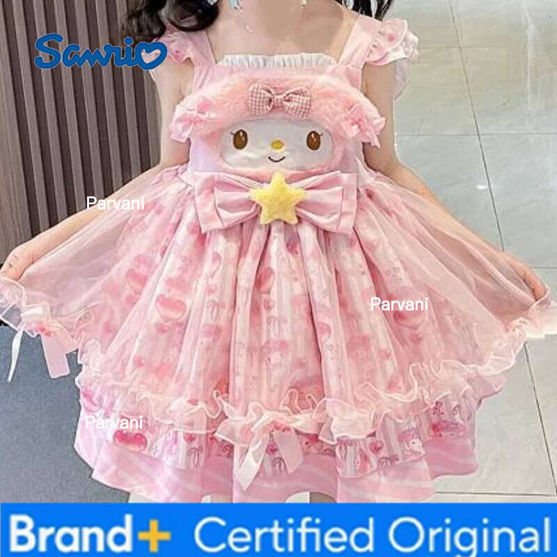 Sanrio Hello Kitty Princess Lolita Dress Soft Cotton For Girls Toddler Baby Children Summer 2024 New Cute Kids Apparel H260206 - view 4