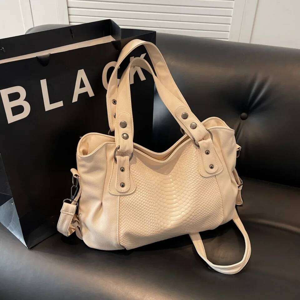 Alligator Capacity Black Shoulder Bags For Women Large Shopper Soft Pu Leather Crossbody Handbag Lady Travel Tote Bag Y260205