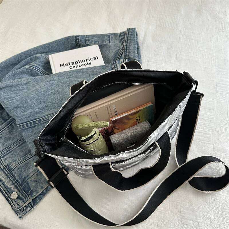 2025 Winter Luxury Quilted Tote Women Fashion Down Puffer Shoulder Bag Large Capacity Crossbody Messenger Purse Nylon Gift XJ260129