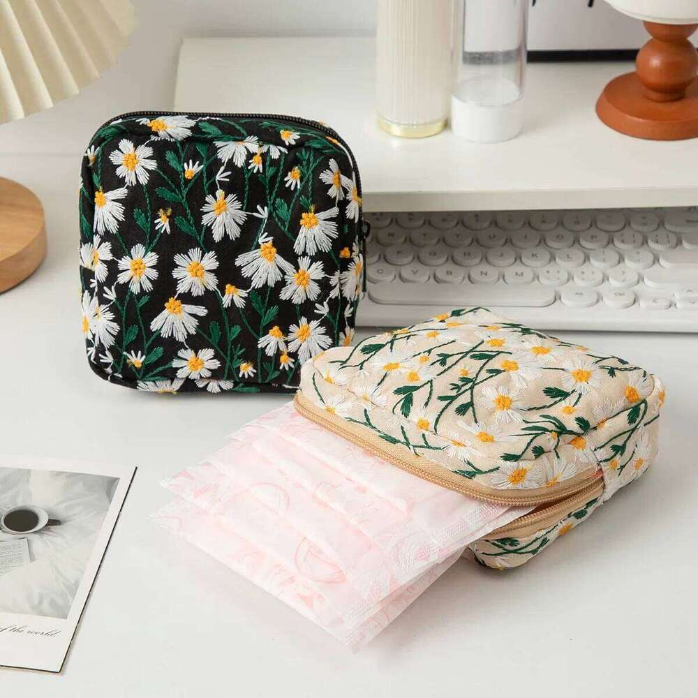 Floral Embroidery Women Cosmetic Canvas Zipper Make Up Bag Travel Washing Makeup Organizer Beauty Case Storage Pouch Y260206