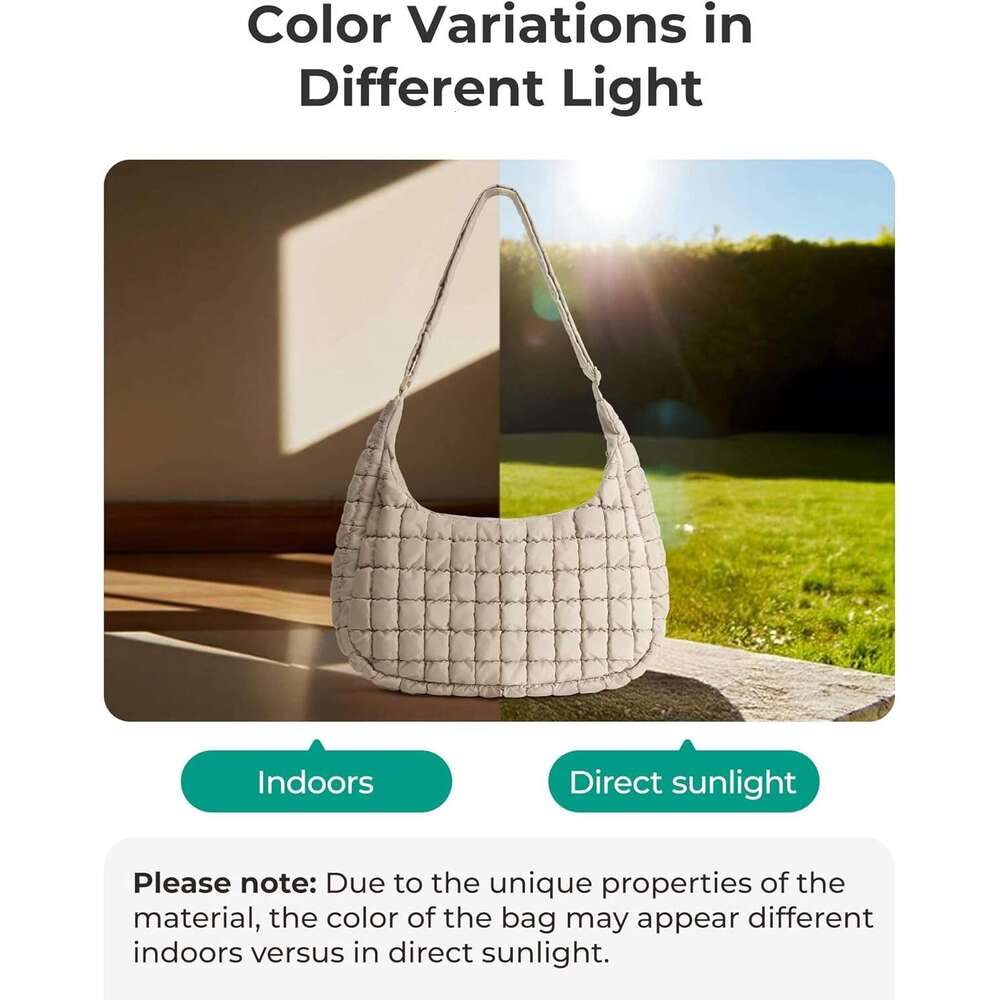 Crossbody Hobo Bag With Adjustable Strap Quilted Puffy Purses For Women Fluffy Compact Shoulder Handbag