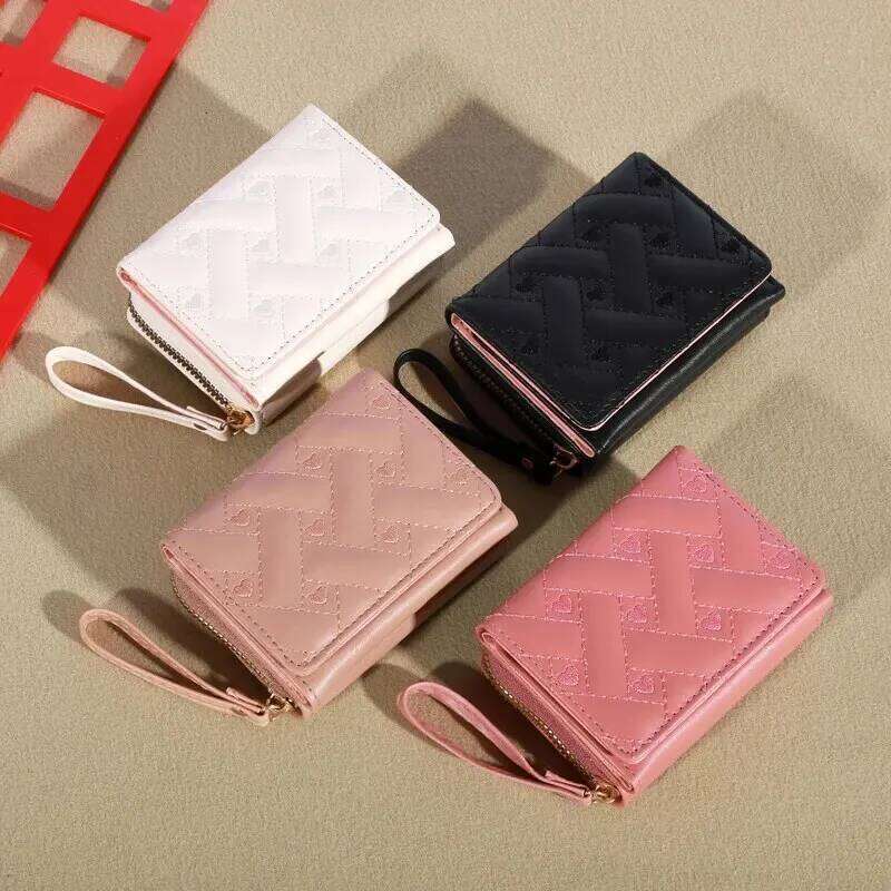 1pc Men's Fashion Embroidered Love Coin Purse, Trifold Holder, Multi Card Slots Wallet Y260206