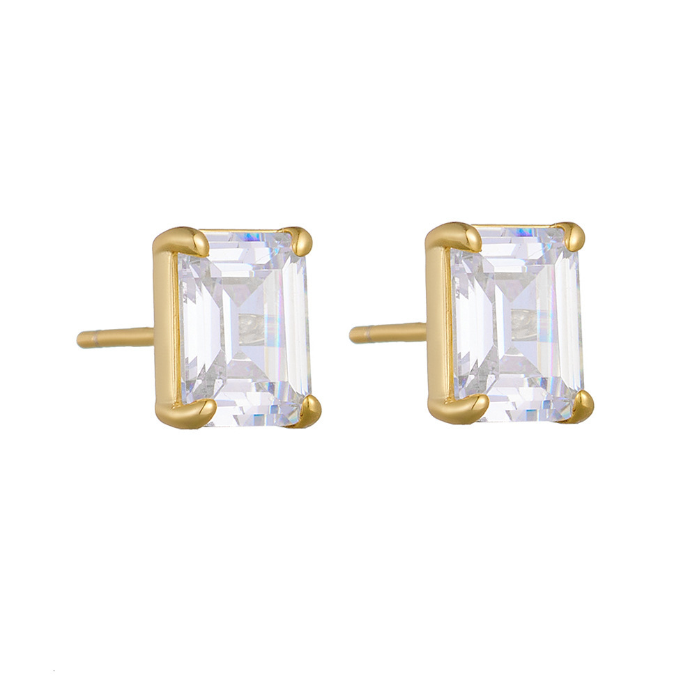 s925 sterling silver geometric square zircon earrings for women, fashion versatile stylish ins earrings, jewelry wholesale