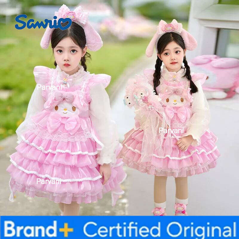 Sanrio My Melody Girls Princess Anime Figure Lolita Kawaii Cartoon Birthday Clothes Spring Autumn New Cloak Dress Suspender Skirt H260206 - view 5