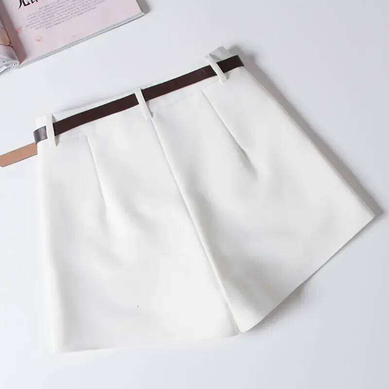 Women Suit Shorts With Belt Women's SpringSummer High Waist Loose Casual Straight-Leg A- Line Ropa Mujer XJ260206