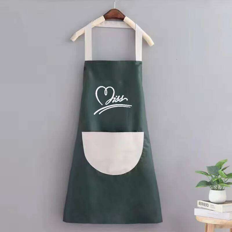 Household Waterproof Hand-Wiping Oil-Proof Apron Adult Cooking Hanging Neck Bibs Home Aprons Kitchen Accessory S260205