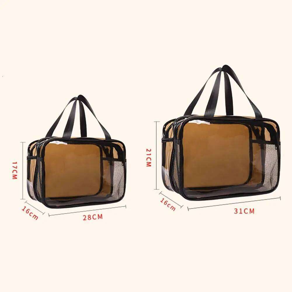 Transparent Dry and Wet Separation PVC Cosmetic Storage Large Capacity Waterproof Travel Toiletry Bag Y260206