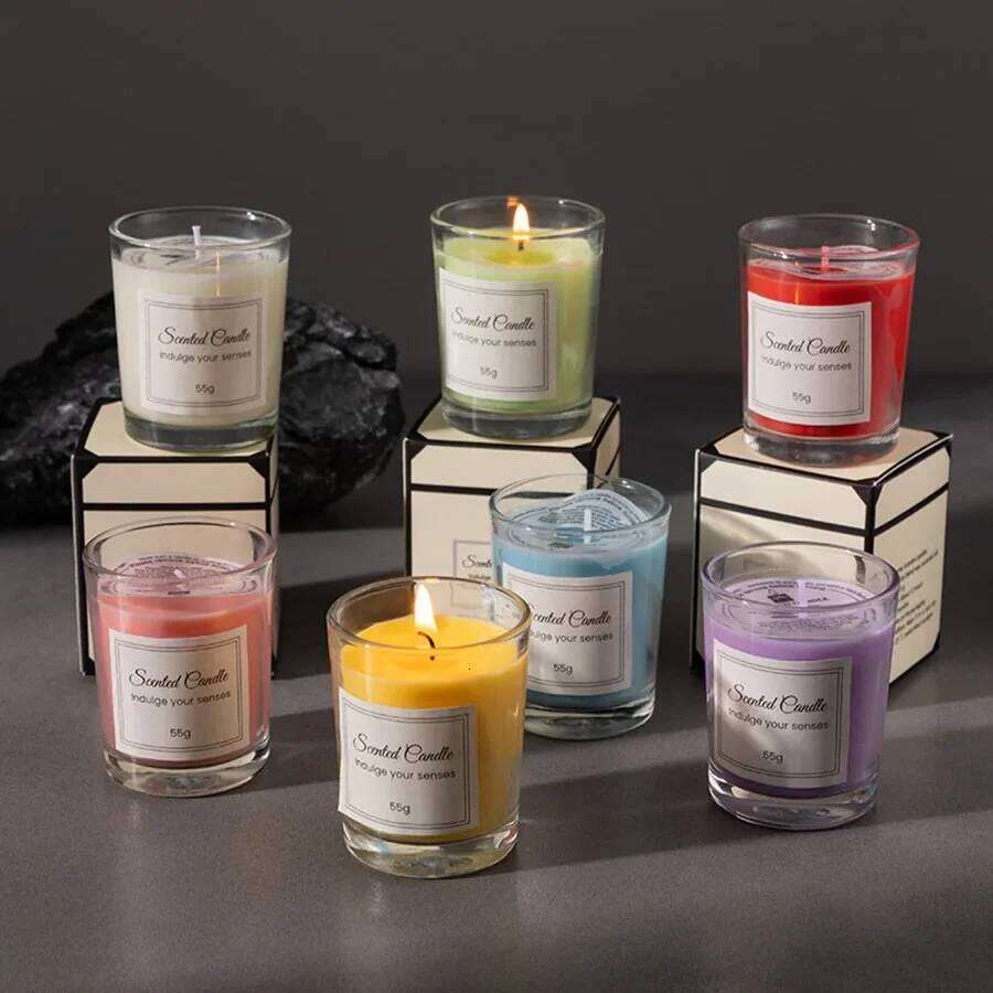 1pc Premium Gift Box Glass Handmade Soy Wax Smokeless Creative Aromatherapy Candle Companion Birthday Gifts S260205