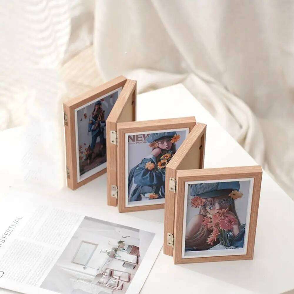 Creative Foldable Hinge Photo Wooden Rectangular Desktop Album Set 2/3/4/5 Linked 6/7/8 Inches Combination Folding Frame S260205