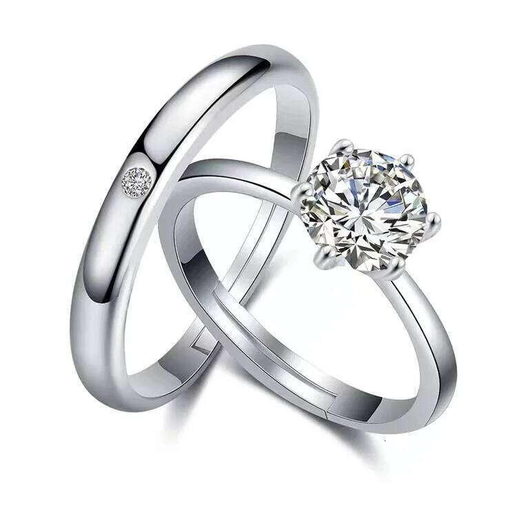 Couple's Silver-Plated Adjustable Open Korean Style, Men's and Diamond Couple Rings, Fashionable Women's Jewelry, Manufacturer Customiz