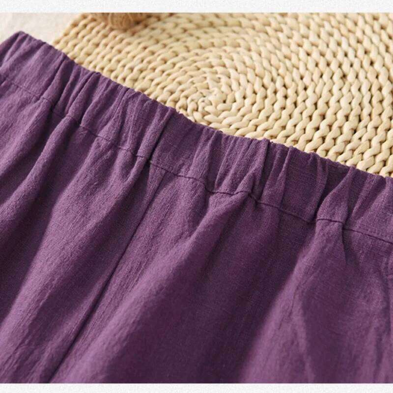 Johnature Summer Straight Elastic Waist Solid Color Pockets 2025 New Casual Loose Soft Women Shorts XJ260206