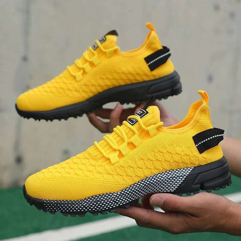 Men's Solid Lace-Up Casual Breathable Lightweight Sneakers Outdoor Mesh Running Shoe Athletic Jogging Tennis Walking Shoes