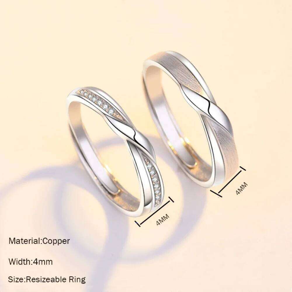 1 Pair Copper Plated Platinum Adjustable Frosting Twist Couple Ring Men Women Overlap Opening Finger Jewelry Deop Shipping W260206