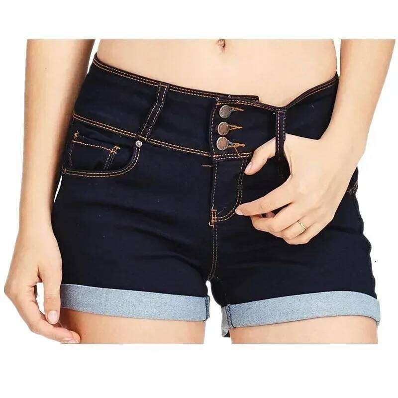 Women's New Summer Fashion Waistband Denim Stretch Fabric Casual Versatile Street Shorts XJ260206