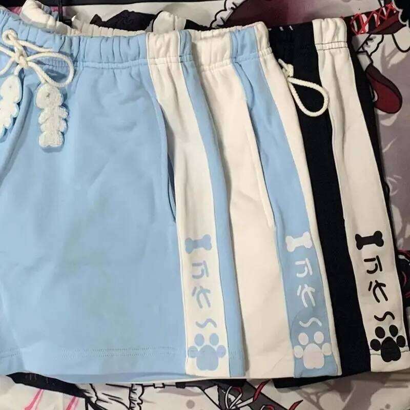 Japanese Sweet All Match Commuter Harajuku Y2k Aesthetic Constrast Color Cute Print Casual Pant Summer Punk Girl Shorts XJ260206