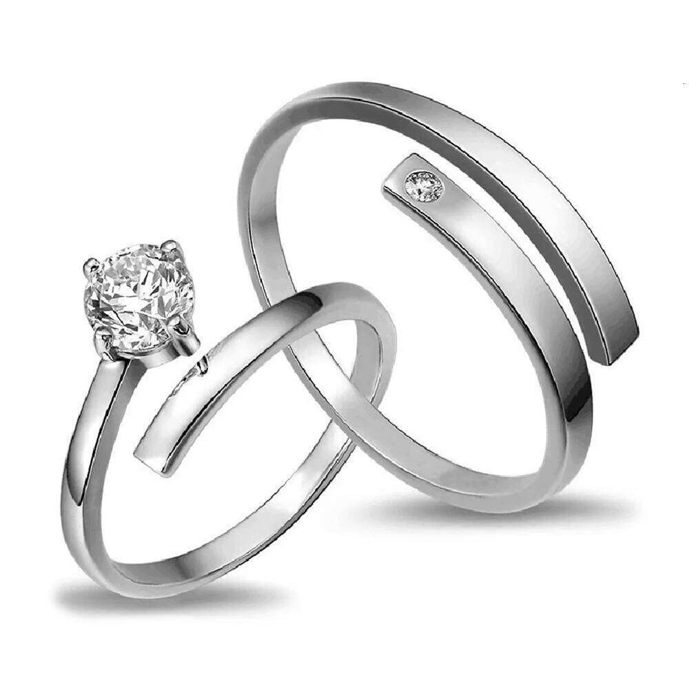 925 Sterling Silver Temperament Zirconium Opening Ring Couples Fashion Simple Birthday Party Wedding Anniversary Gift W260206