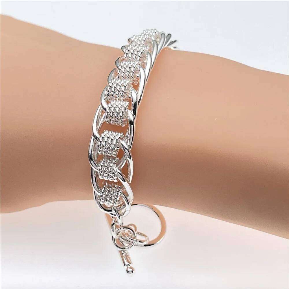 Andara Silver Fashion Round Mesh Bracelet for Women Engagement Wedding Jewelry Gifts 26H0206