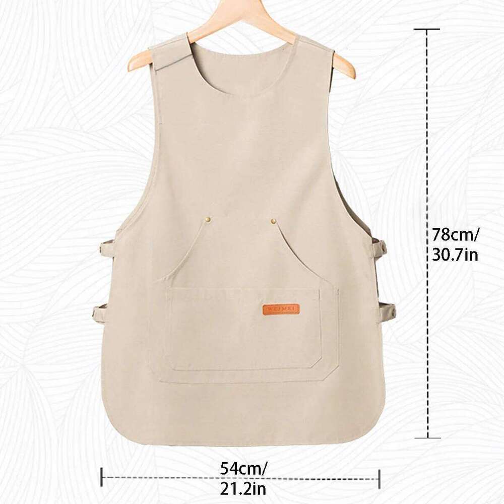 1 piece of unisex work apron, adjustable button strap overall vest, multi-pocket practical apron vest S260205