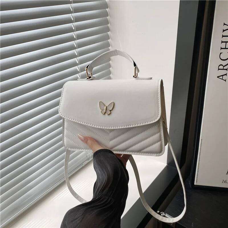 Lucky butterfly women's new fashion solid color simple texture trend beautiful casual shoulder messenger bag portable small XJ260129