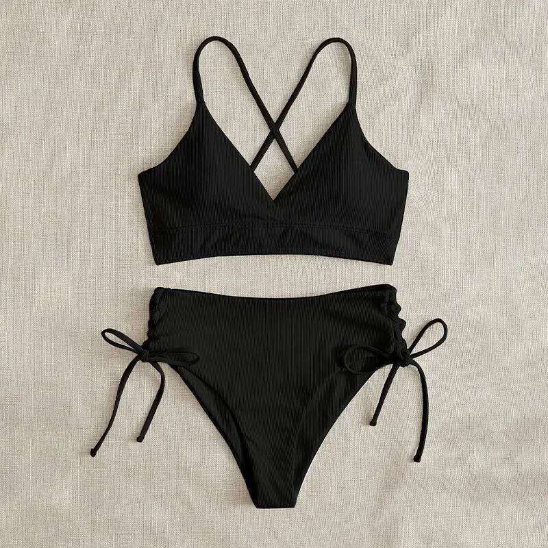 Sexy bandage high waist Brazilian Bikinis Sets Swimsuit Swimwear Swimming Suit for Women 2023 New Bikini Mujer Biquinis XJ260206