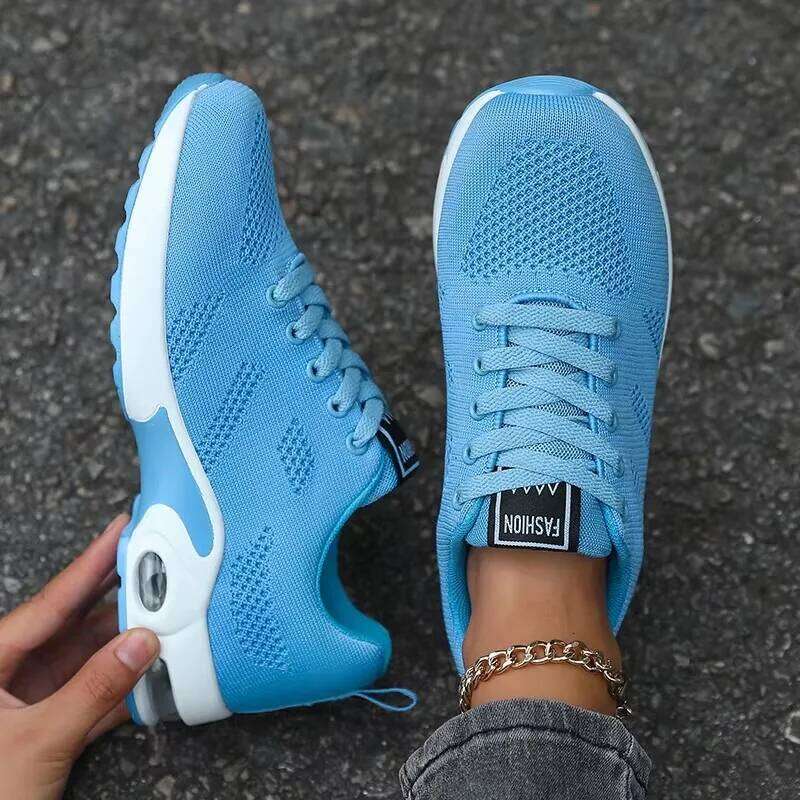 Women's Mesh Running Summer Fashionable Breathable Lace Up Quick Drying Thick Soled Casual Sports Shoes