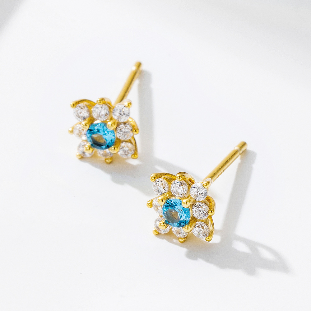 jewelry, fresh floral diamond-studded for women, s925 sterling silver, elegant micro-inlaid zircon flower earrings