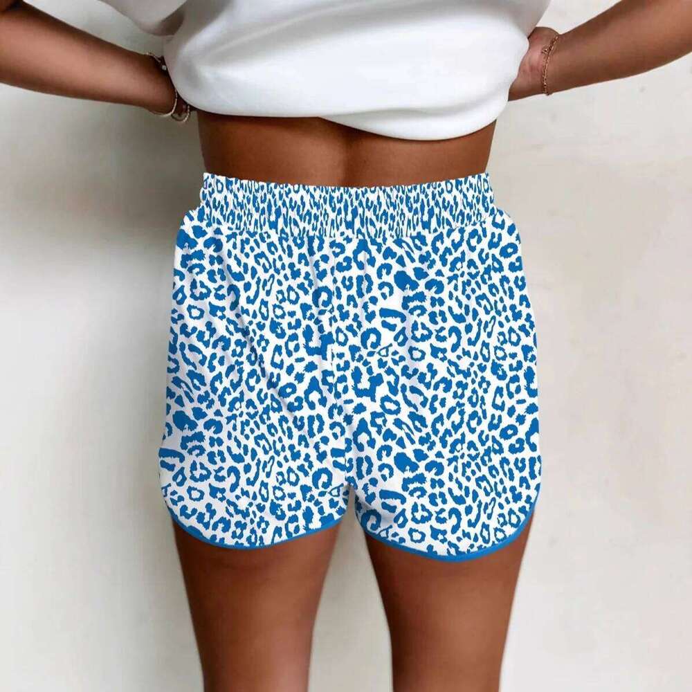 Loose High Waist Yellow Leopard Print Shorts Women's Summer New Style Vintage Knot Trousers Polyester Lycra Blend Knitted XJ260206