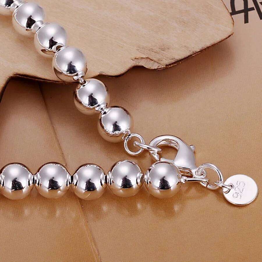 high quality fashion Silver bracelet Jewelry charm 8MM chain bead Bracelets gifts for women wedding 20cm 26H0206