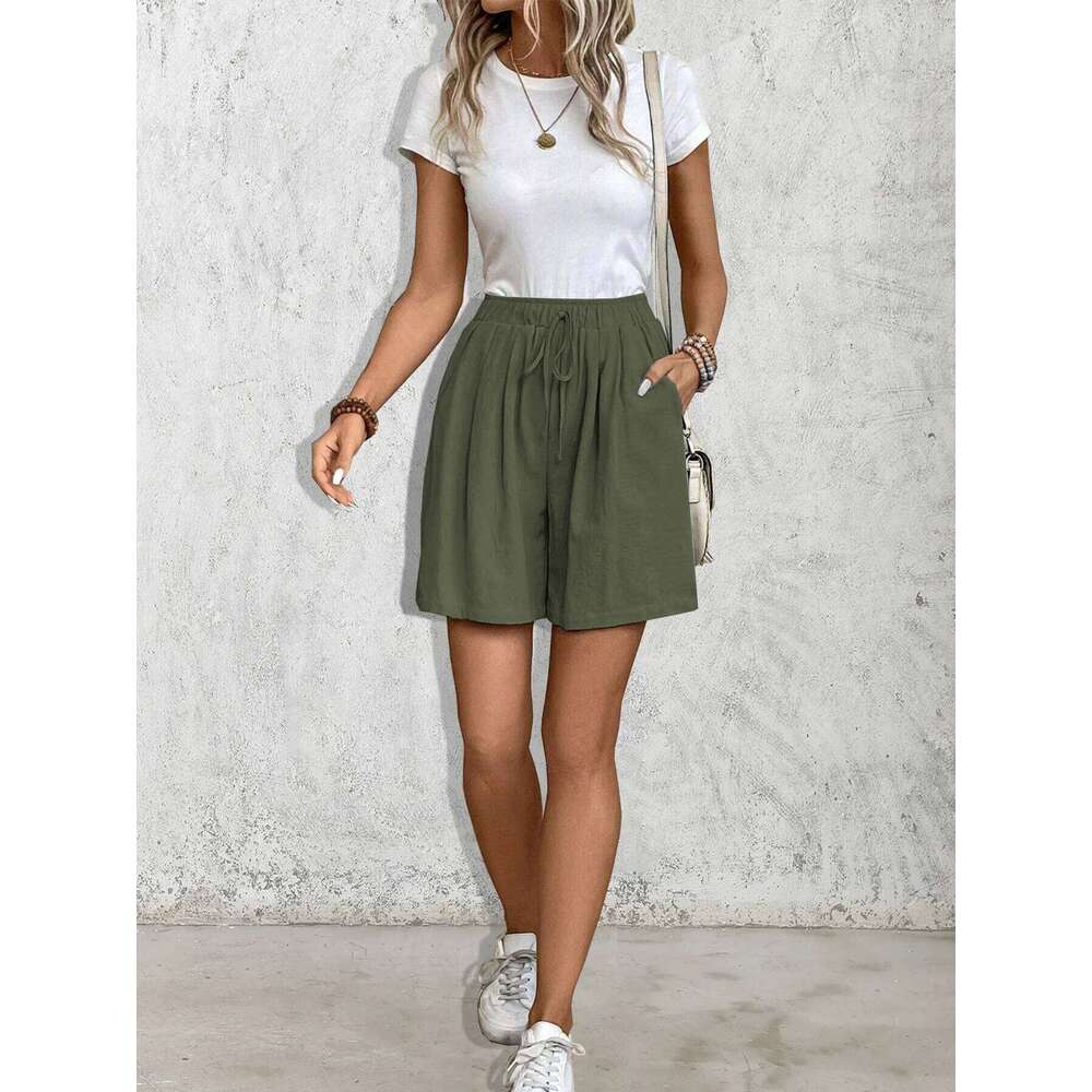 Womens Solid Color Fashion Casual Elegant Shorts Versatile Daily Sports Style Slim and loose fitting straight leg pants XJ260206