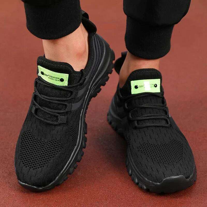 Spring Breathable Sports Men's Casual Running Hollow Mesh Lightweight Anti Slip Work Shoes Sneakers Men