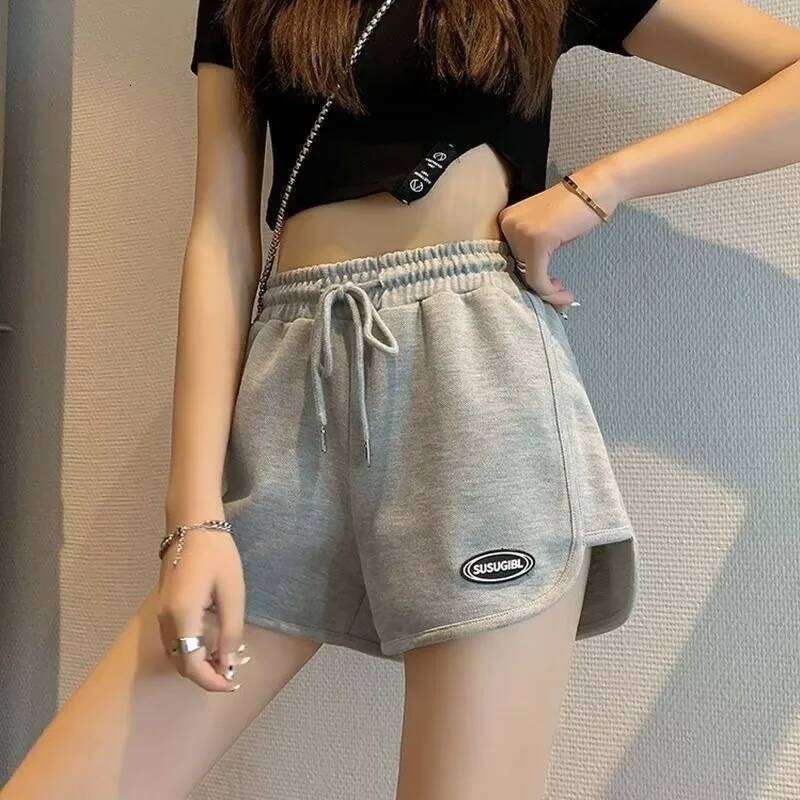 Casual Drawstring Sports Summer Thin High Waist Yoga A-line Shorts Loose Women Running Straight Trousers XJ260206