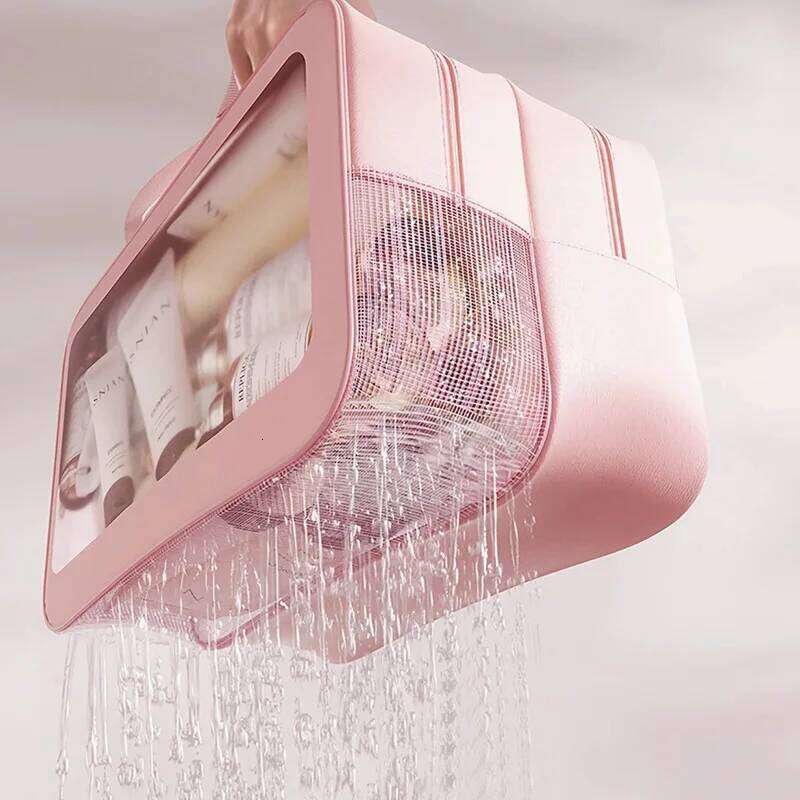 Large capacity transparent dry wet separation double-layer wash frosted PU travel portable handheld bath storage bag GF32 Y260206