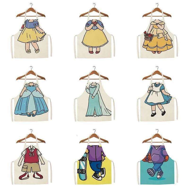 Kitchen cooking baking sleeveless modern simple personalized princess pattern home cleaning linen apron S260205