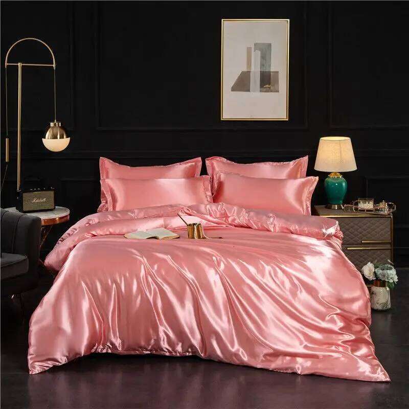 Luxury Blending Natural Mulberry Silk Duvet Cover with Fitted Sheet High-end Satin Silky King Size Bedding Queen Bed Set XJ260206